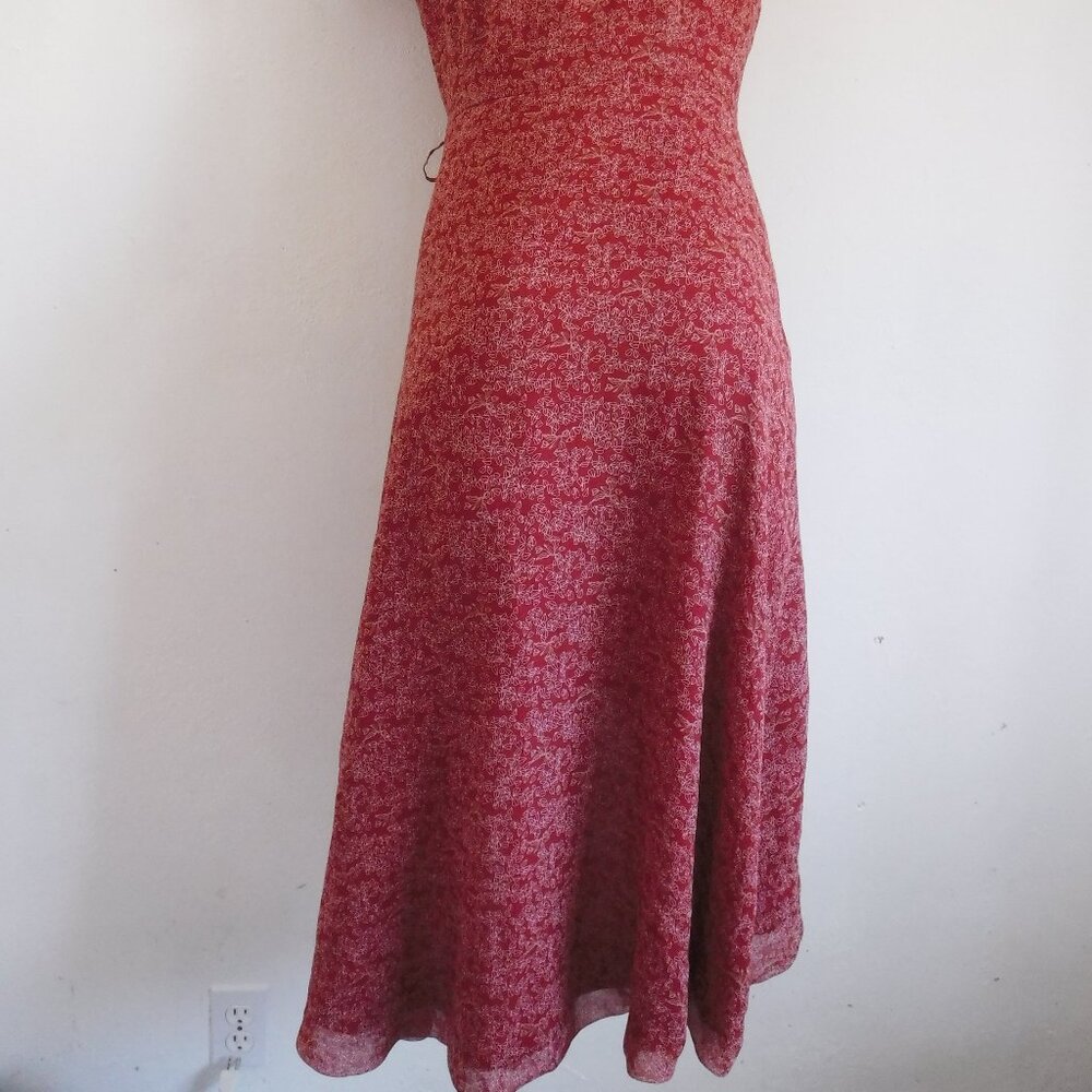 GAÂLA Paris Red Floral Wrap Midi Dress Size 42 - Picture 8 of 11